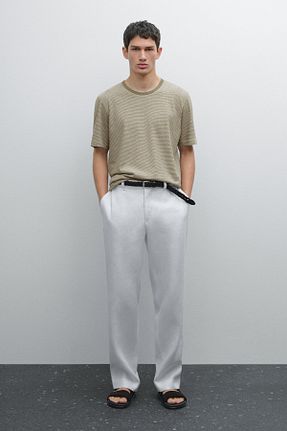 تیشرت خاکی مردانه رگولار Massimo Dutti - کد 922712062