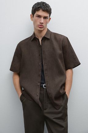 پیراهن قهوه ای مردانه رگولار Massimo Dutti - کد 922706392