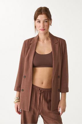 کت بلیزر قهوه ای زنانه ویسکون Stradivarius - کد 922704701