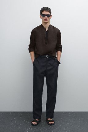پیراهن قهوه ای مردانه رگولار Massimo Dutti - کد 922709977