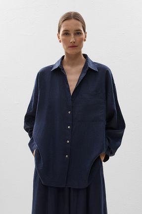 پیراهن سرمه ای زنانه اورسایز Oysho - کد 824367847