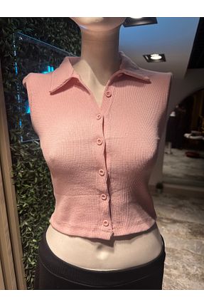 بلوز صورتی زنانه کراپ mor butik - کد 922737964