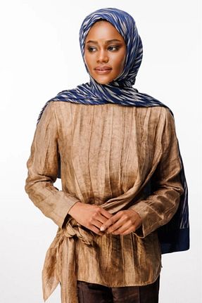 شال سرمه ای زنانه کشمیر Mooncorn - کد 900392125