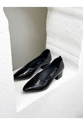 کفش پاشنه بلند کلاسیک مشکی زنانه چرم Venüs - کد 922758566