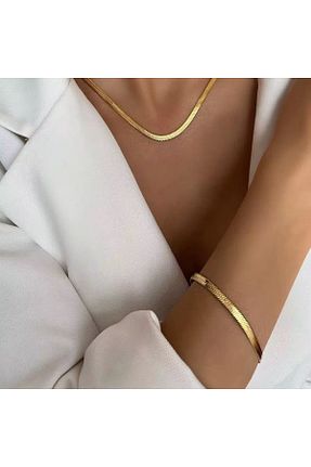 دستبند استیل (فولاد) زرد زنانه استیل ضد زنگ luvela - کد 922752376