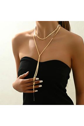 گردنبند جواهر زرد زنانه برنجی begüm jewelery - کد 922761275