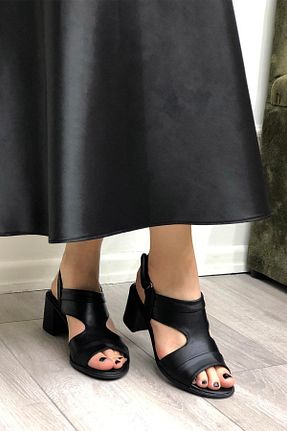 صندل مشکی زنانه پاشنه ضخیم CanBambi - کد 922751785