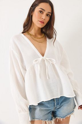 بلوز سفید زنانه ساده Bianco Lucci - کد 922771286