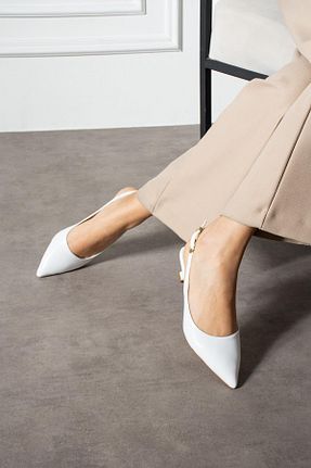 کفش پاشنه بلند کلاسیک سفید زنانه چرم لاکی ShoeTek - کد 922777076