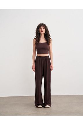 شلوار قهوه ای زنانه فاق بلند Hare Butik - کد 923689331