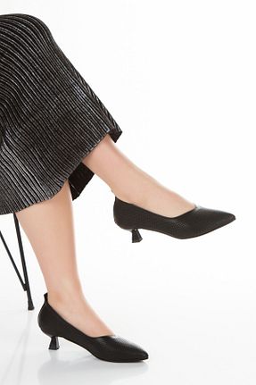 کفش پاشنه بلند کلاسیک مشکی زنانه چرم خالص elvinshoes - کد 922889250