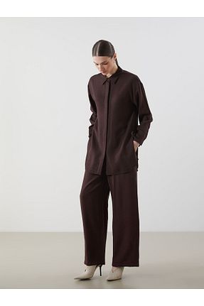 شلوار حجاب قهوه ای زنانه پاچه کش دار LC Waikiki - کد 923785595