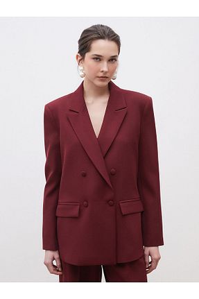 کت بلیزر زرشکی زنانه کرپ LC Waikiki - کد 922900681