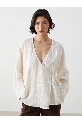 کیمونو و کافتان طوسی زنانه پنبه ای LC Waikiki - کد 924808612