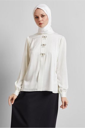 بلوز حجاب سفید زنانه رگولار Alvina - کد 922907013