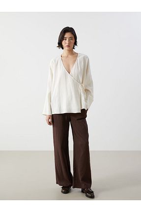 کیمونو و کافتان طوسی زنانه پنبه ای LC Waikiki - کد 924808612