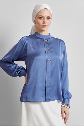 بلوز حجاب سرمه ای زنانه رگولار Alvina - کد 922907024