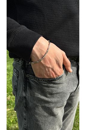 دستبند استیل (فولاد) طوسی زنانه استیل ضد زنگ menaura - کد 922909927