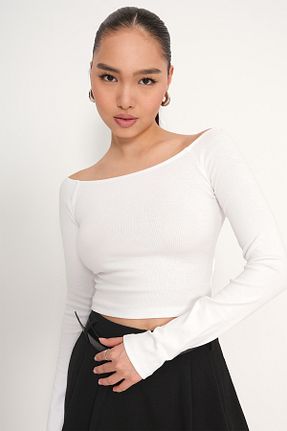 بلوز سفید زنانه ساده Addax - کد 922912845