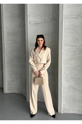 کت بلیزر بژ زنانه بافتنی Gallogi - کد 922937996