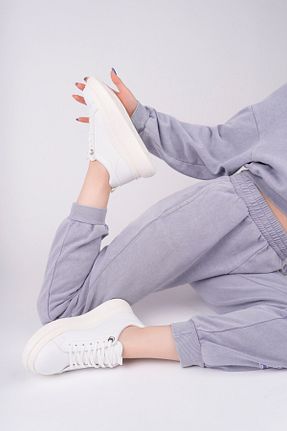 کفش اسنیکر سفید زنانه چرم مصنوعی ModaBizde - کد 922920273