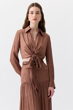 پیراهن قهوه ای زنانه رگولار Rue - کد 922951564