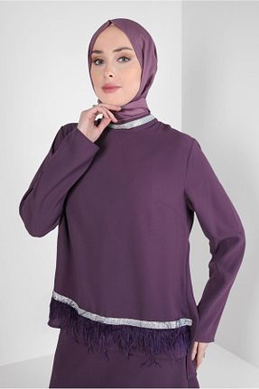 ست بالاتنه و پائین تنه حجاب بنفش زنانه رگولار Alvina - کد 803518840
