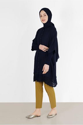 تونیک حجاب سرمه ای زنانه پلی استر Alvina - کد 874939692