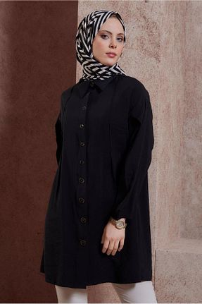 تونیک حجاب مشکی زنانه مخلوط پلی استر Alvina - کد 818748755