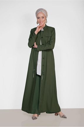 مانتو بلند حجاب خاکی زنانه Alvina - کد 865382418