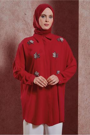تونیک حجاب قرمز زنانه پلی استر Alvina - کد 824849909