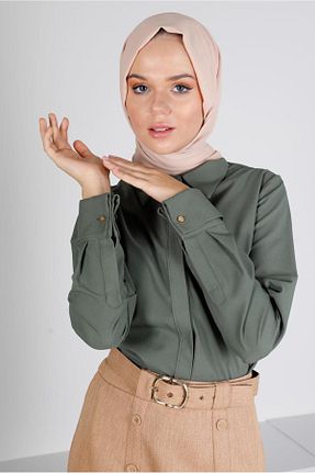 بلوز حجاب خاکی زنانه رگولار Alvina - کد 796282181