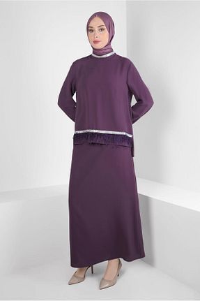 ست بالاتنه و پائین تنه حجاب بنفش زنانه رگولار Alvina - کد 803518840