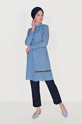 تونیک حجاب آبی زنانه پنبه ای Alvina - کد 872832269