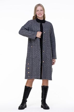کت طوسی زنانه اورسایز Eliş Şile Bezi - کد 65067189