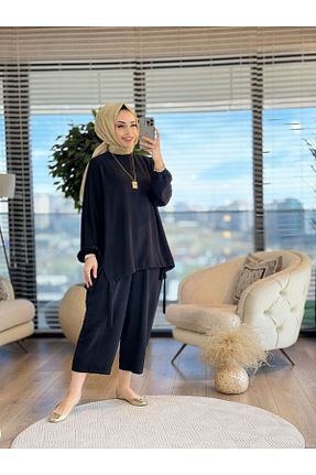 ست بالاتنه و پائین تنه حجاب مشکی زنانه رگولار ALANURMODA - کد 922990481