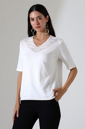 تیشرت سفید زنانه Relaxed Devinka - کد 923006851