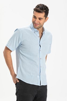 پیراهن آبی مردانه اسلیم فیت Eliş Şile Bezi - کد 92966203