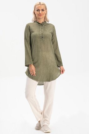 تونیک حجاب خاکی زنانه %100 پنبه Eliş Şile Bezi - کد 92947990