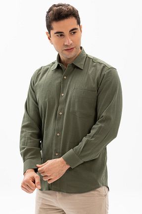 پیراهن خاکی مردانه رگولار Eliş Şile Bezi - کد 92989523
