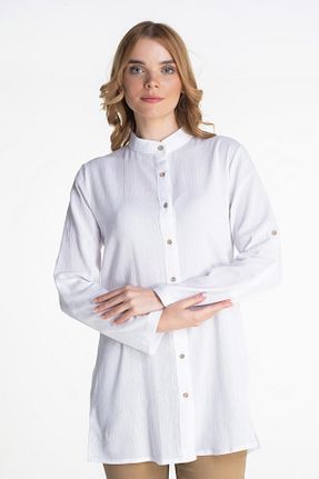 تونیک حجاب سفید زنانه %100 پنبه Eliş Şile Bezi - کد 92945841
