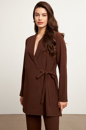 ست بالاتنه و پائین تنه حجاب قهوه ای زنانه رگولار VAVİNOR - کد 827807617