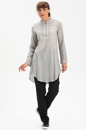 تونیک حجاب طوسی زنانه %100 پنبه Eliş Şile Bezi - کد 92947301