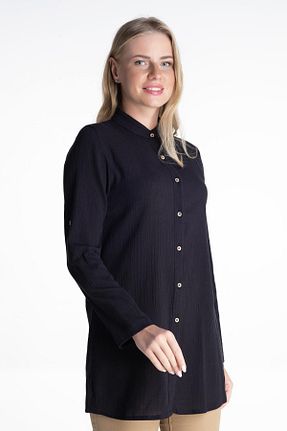 تونیک حجاب مشکی زنانه %100 پنبه Eliş Şile Bezi - کد 92946119