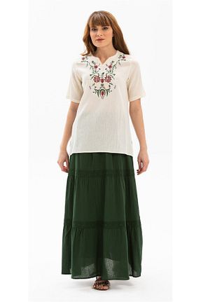 دامن حجاب سبز زنانه رگولار Eliş Şile Bezi - کد 92947911
