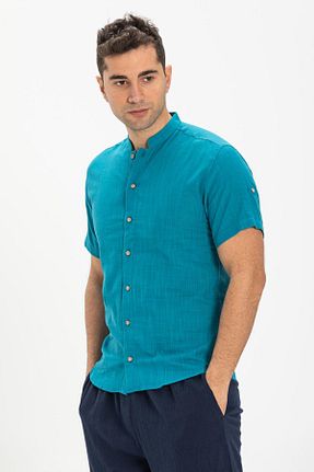 پیراهن آبی مردانه رگولار Eliş Şile Bezi - کد 125986365