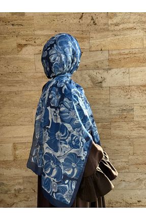 شال سرمه ای زنانه پنبه ای Qalortex Scarf - کد 923053995