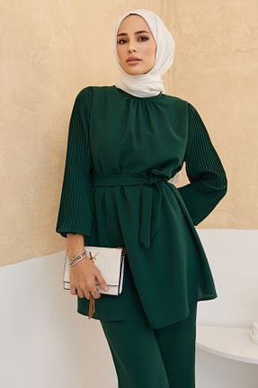 ست بالاتنه و پائین تنه حجاب سبز زنانه رگولار VAVİNOR - کد 765387938