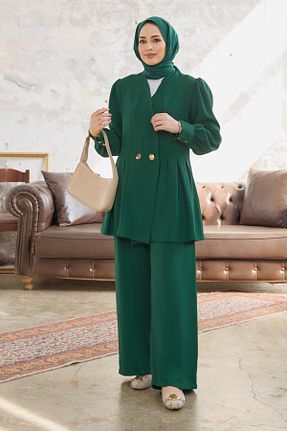 ست بالاتنه و پائین تنه حجاب سبز زنانه رگولار VAVİNOR - کد 810749209
