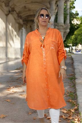 تونیک سایز بزرگ نارنجی زنانه بافتنی yagmurberen - کد 923061123